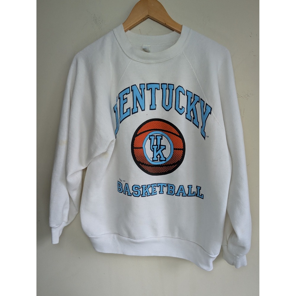 Vintage Kentucky Wildcats Crewneck Sweatshirt Mens Large White 1988 Blockcore